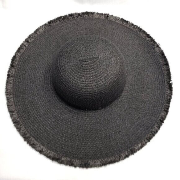 Torrid Black Paper Straw Beach Hat Floppy Small Medium - Picture 4 of 12